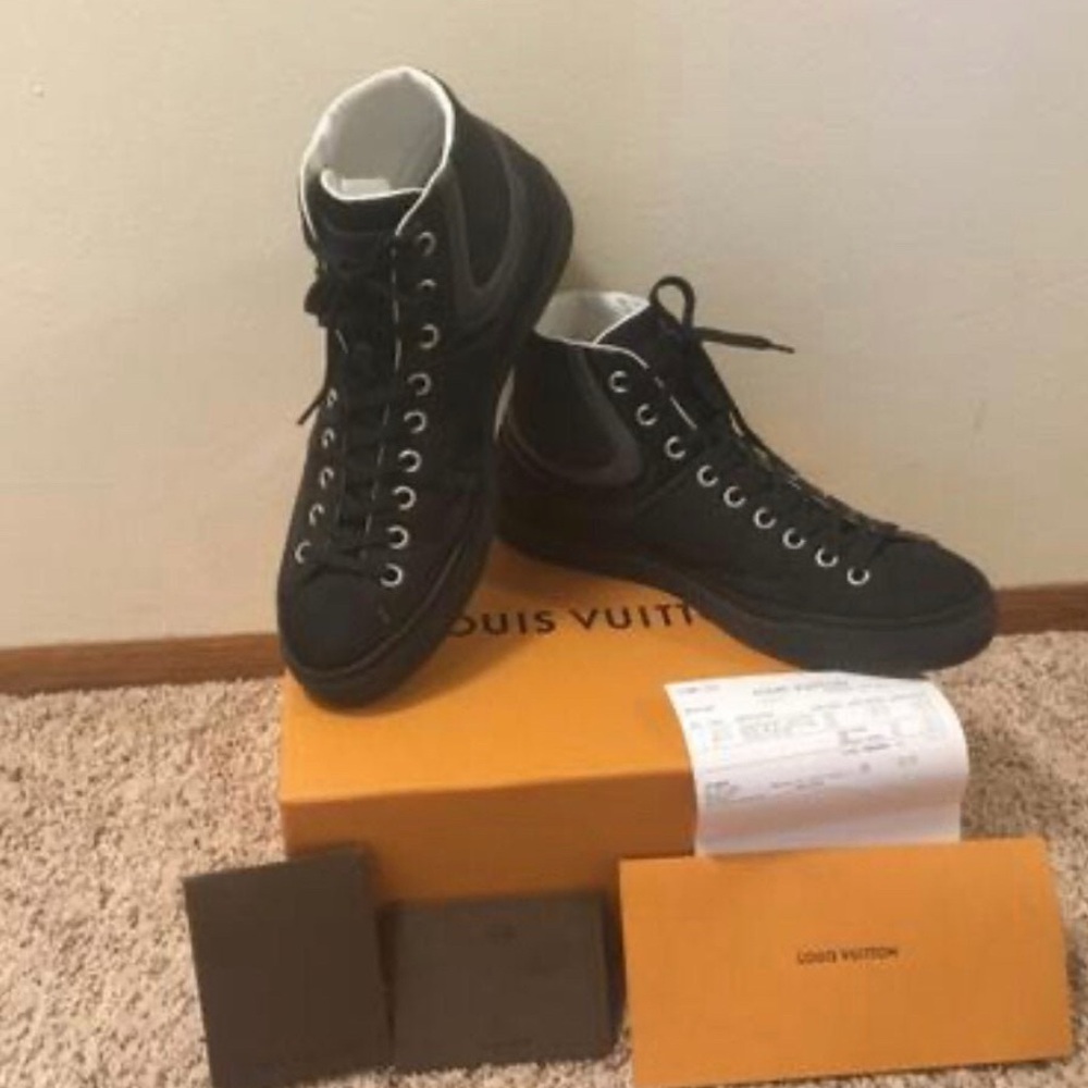 100% Authentic Louis Vuitton Black Sprinter Hi Top Sneaker Boots Shoes